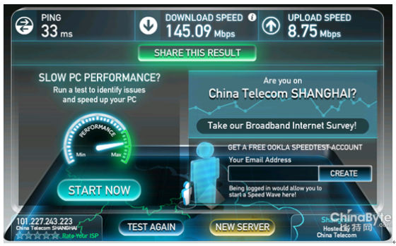 圖 9 Speedtest網速測試結果